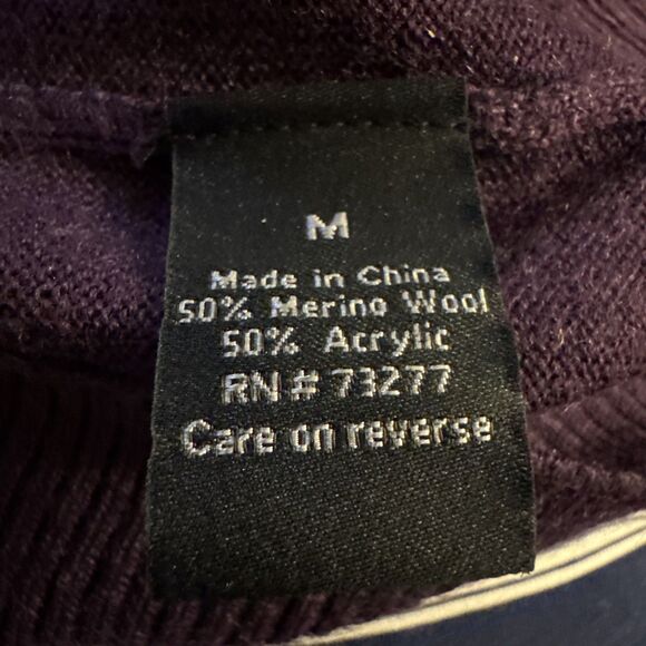 Retro Apartment 9 Argyle Men's V-neck Sweater Purple Dad Old School Sz M - Picture 3 of 6